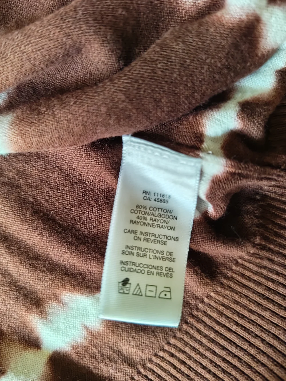 Michael Kors Women's Brown Tie-Dye V-Neck Button Cardigan Sweater Size XL